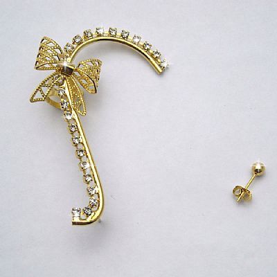 Ear Cuff com Strass e Laço