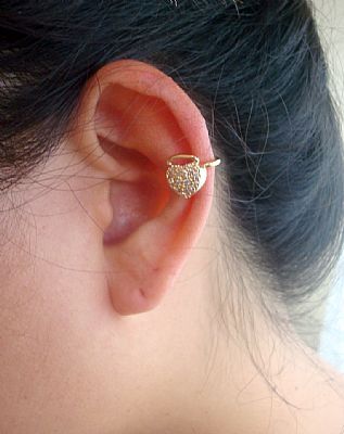 Ear Cuff Coração Zircônia